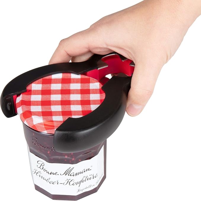 Westmark Multi-Opener, Rubberised Inner Surface, 14 x 6 cm, Stainless Steel/Plastic, Black/red, 10552270
