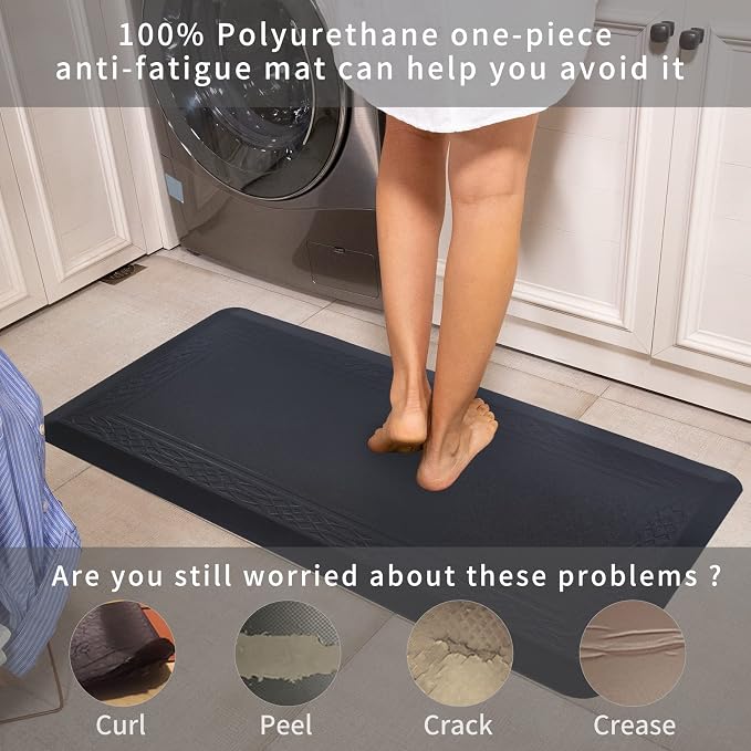 20 x 42 Inch Extra Support Anti Fatigue Comfort Kitchen Mat, Waterproof Long Kitchen Runner, Non-Slip Standing Desk Mat, Commercial Pads for Offices, Home, Garages (Bordeaux Black, 20'' x 42'')