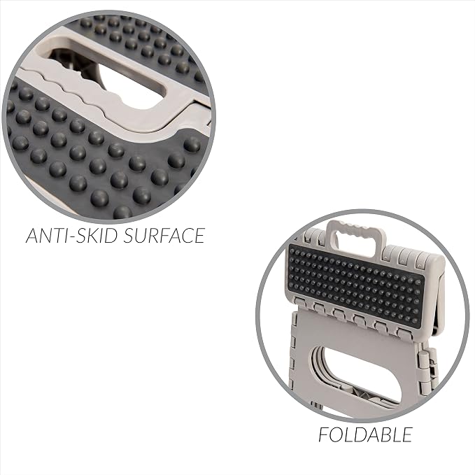Simplify 9 Inch Ant-Skid Folding Step Stool | Collapsible | 200 Pound Capacity | Durable | Portable | Kitchen | Bathroom | Garage | White
