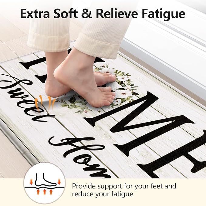 Yamaziot Anti Fatigue Kitchen Rug Set of 3, Non-Slip Waterproof Farmhouse Cushioned Comfort Standing Floor Mat for Kitchen, Office, Sink, Laundry