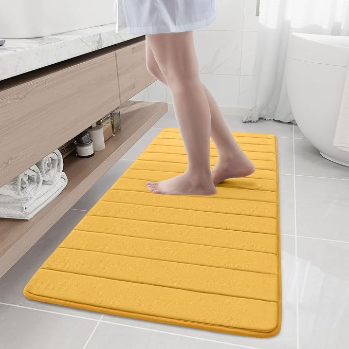 Buganda Memory Foam Bath Mat, 55" x 24", Ultra Soft and Non-Slip Bathroom Rugs, Water Absorbent and Machine Washable Bath Rug Runner for Bathroom, Shower, and Tub, Yellow
