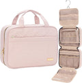 NISHEL Travel Toiletry Bag for women, Portable Hanging Organizer for Travel-Sized Shampoo, Conditioner, Brushes Set, makeup Accessories, Medium Size, Pink