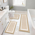 Pauwer Bathroom Rugs Sets 3 Piece Bathroom Shower Rugs with U-Shaped Contour Toilet Mat Absorbent Microfiber Plush Bath Mats Non Slip Bath Rugs Machine Washable Shaggy Bath Floor Mats