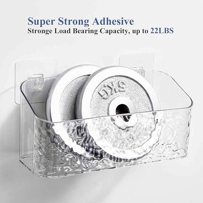 Bath Toy Storage Organizer, Bathtub Toy Storage Holder, Large Capacity Wall Mounted Shower Caddy Shower Organizer, No Drill Shelves Basket, Wave, 2 Pack
