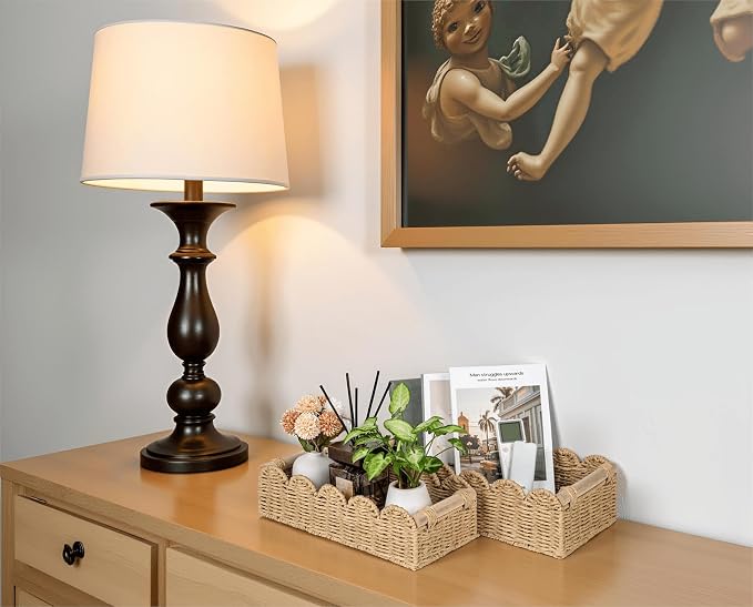 CubesLand Toilet Paper Storage Basket, Scalloped Edge Shelves Basket for Organizing for Over Toilet Tank Storage, Home Decor Baskets for Shelf, Countertop, Living Room, Bedroom, Handwoven, Beige