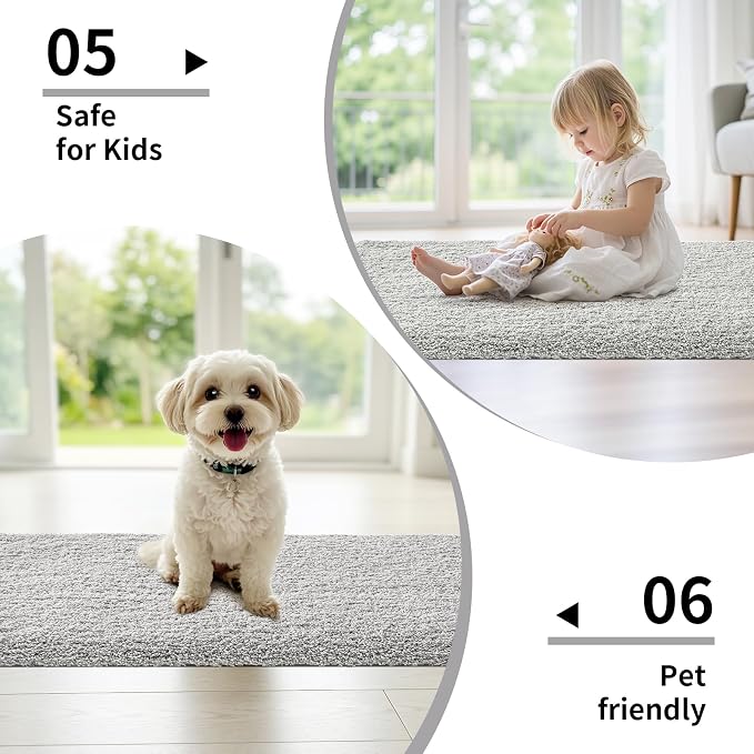 Disolla Grey Bathroom Rug 20x32 - Non-Slip Plush Thick Bath Mat, Highly Absorbent & Ultra Soft Fluffy Floor Mat, Machine Washable for Shower and Tub