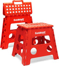Goldblatt 12.5" Folding Step Stool 2-Pack for Adults and Kids, Lightweight Heavy-Duty Plastic Portable Foldable Stool with Non-Slip Top and Anti-Skid Feet, 300 lbs Capacity, Kitchen & Bathroom, Red