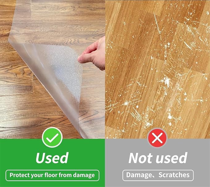 Office Chair Mat for Hard Floors - 45''×53'',Heavy Duty Clear Wood/Tile Floor Protector PVC Transparent