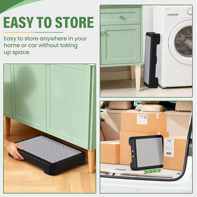 SOYO Mobility One Step Stool, Heavy Duty Indoor Outdoor Non-Slip Small Step Platform Assistive Device for Adult Elderly, Standing Support and Step Riser for Car, Bed, Door, Stair, Bathroom, Black-Gray