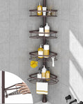 SEIRIONE Rustproof Shower Corner Caddy Organizer for Bathroom, Tension Pole with 4 Baskets, for Bathtub Storage Rack, 34 to 116 Inch Height, Bronze