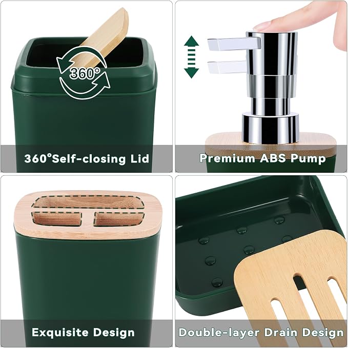 XLHOMO Dark Green Bathroom Sets with Shower Curtain and Rugs,Bathroom Sets Shower Curtain Set with Extra Soft and Absorbent Bathroom Rugs Green Bathroom Accessories