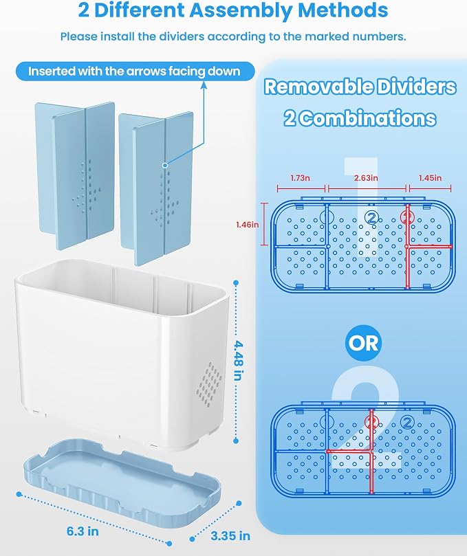 Toothbrush and Toothpaste Holders for Bathrooms Countertop - Detachable 5 Slots Kids Electric Toothbrush Holders Set Wall Mounted with Removable Dividers for Bathroom Decor and Accessories Organizer
