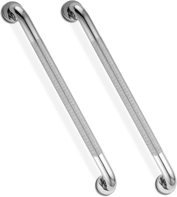 Grab Bars for Shower, Zynuhmo 2 Pack 24 Inch Anti Slip Bathroom Safety Grab Bar 1.25" Diameter Stainless Steel Shower Handrail for Handicap Injury Pregnant Senior Assist Shower Handle(Polished Nickel)