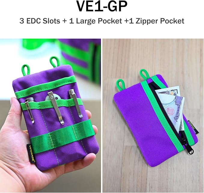 VIPERADE VE1 Pocket Organizer, EDC Pouch for Men, EDC Organizer Storage EDC Gears, Multitool Pocket Pouch Hold Your Flashlight/Pocket Knife, Pen, Notebook