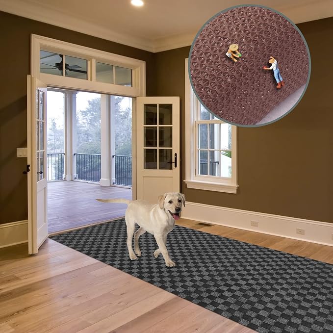 Custom Size Runner Rug 2 ft x 40 ft, 2-82ft Carpet Runners Hallway Entryway Kitchen Garage Laundry Room Area Rugs with Non-Slip Rubber Backing, Checkered Black
