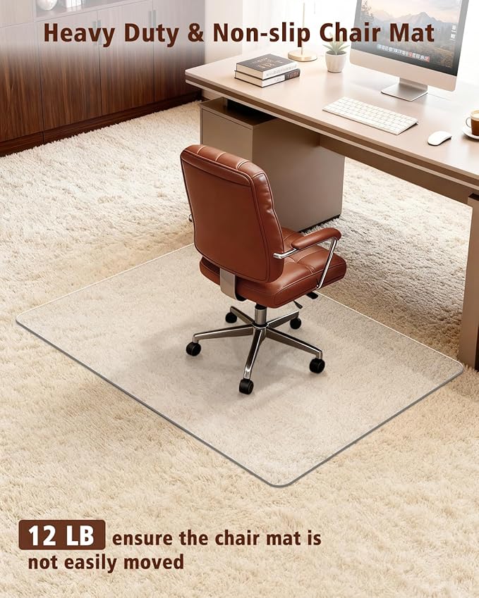Soimeat Hard Frosted Office Chair Mat for High Pile Carpet and Hardwood Floor, 32" x 55" Anti-Slip Computer Rolling Chair Mat, Heavy Duty Chair Pad Under Desk Carpeted Floor Protector for Home, 1 PCS