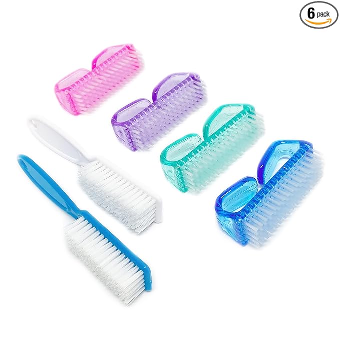 6 Pack Handle Grip Nail Cleaning Brush, Fingernail Brush Cleaner Scrub Brush Kit for Toes Shower and Women & Men & Pets (Color a)