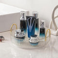 INVSSENE 360° Rotating Makeup Organizer, Bathroom Make Up Spinning Holder Rack, Large Capacity Cosmetics Storage Vanity Shelf Countertop, Fits Cosmetics, Perfume, Skincare, Lipsticks(1 Tier, Clear)