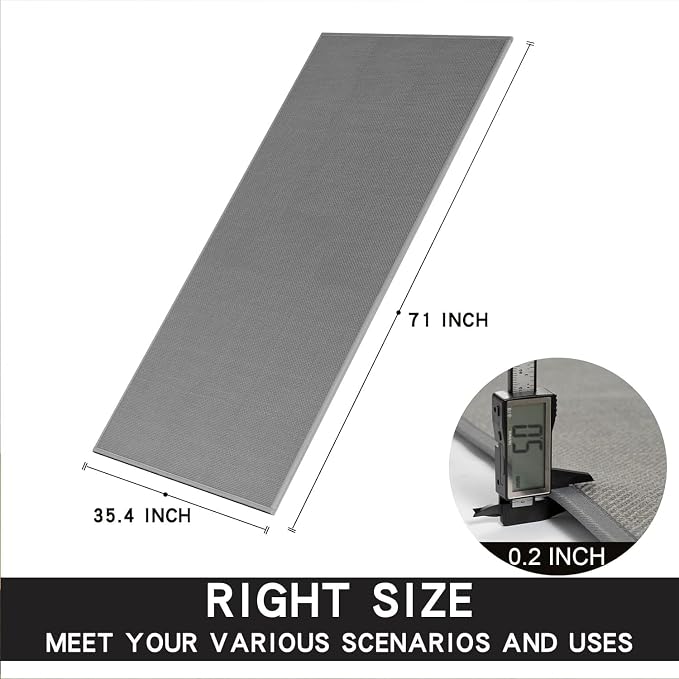 SUMLANS Kitchen Mat, Rubber Backing Cushioned Non Slip Kitchen Rugs for Floor, Absorbent Runner Comfort Standing Mat Rug Washable for Kitchen, Office, Home, 35.4"x71" (Grey)