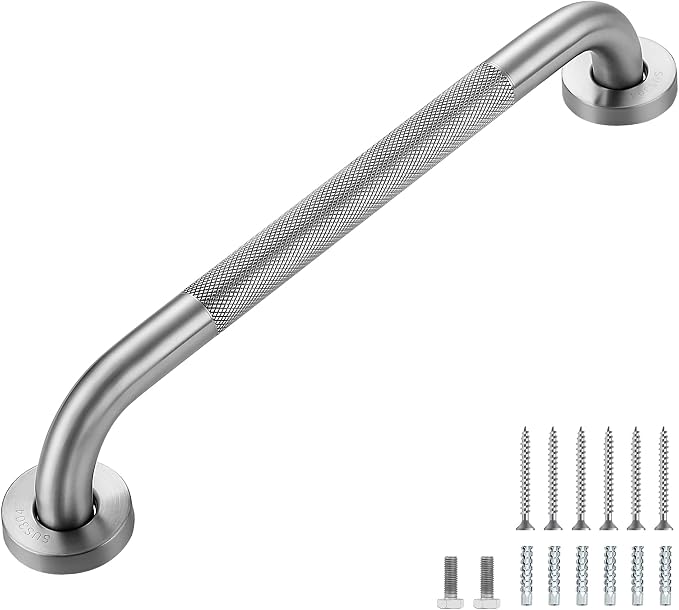 Grab Bars for Shower, 1 Pack 16-Inch Anti Slip Shower Handles for Elderly, Safety Shower Grab Bar, Stainless Steel Handicap Grab Bars for Bathroom,Toilet (Brushed Nickel, 1" Diameter)