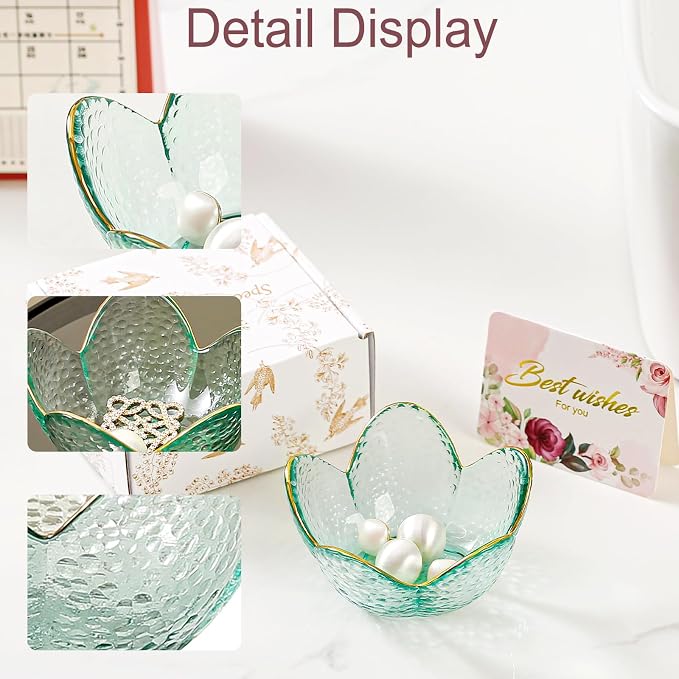 Binoster Friendship Gifts For Women Jewelry Dish Glass Ring Dish Jewelry Tray Cute Vanity Organizer Room Decor Jewellery Tray Trinket Dish Cute Bedroom Decor Christmas House Warming Gifts for women