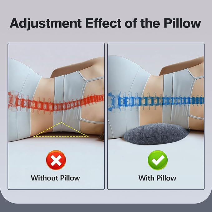 COMFYTHERA Lumbar Support Pillow for Sleeping Memory Foam Lumbar Support Cushion for Lower Back Pain Relief, Back Support Bed Pillow Waist Support (Dark Grey, Small)