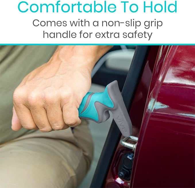 Vive Car Handle Assist for Elderly - Scratch Proof Latch - Auto Grab Bar Cane Support Aid - Standing Mobility Safety Tip to Help Get Out - Portable Assistive Device for Seniors, Handicapped