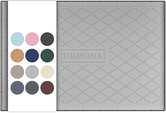URMONA Under Sink Mat for Kitchen Waterproof, 31" x 22" Silicone Under Sink Mat for Shelf Liner Organizer, Cabinet Sink Protector Under Sink Liner for Bottom Kitchen, Bathroom(Light Grey)