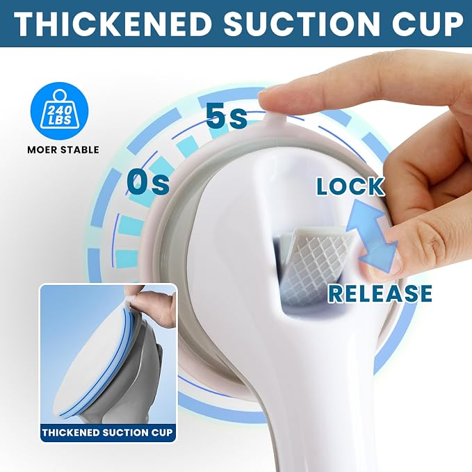 Shower Grab Bars, 2 Pack 16.2 inch Suction Cup Grab Bar for Bathtubs Showers for Wall, Shower Handrails for Seniors, Heavy Suction Cup Grabs Bar,Duty Showers Handle Removable, Bathroom Safety Grip