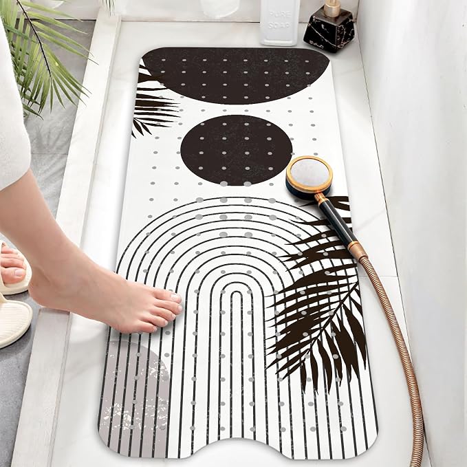 Bathtub Mat Non Slip, Bohemia Extra Long Bath tub Mat Shower Floor Mat with Suction Cups and Drain Holes for Adults Kids Elderly 40 X 16 Inch