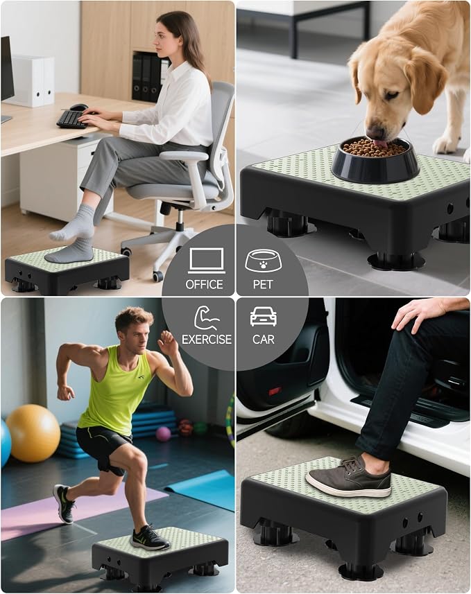 Adjustable Step Stool for Adults, Noctilucent Bed Step Stools, 600 LBS Capacity Safety Step Platform, Indoor and Outdoor Steps for Seniors, Non-Slip Stepping Stool Elderly Assistance at Night