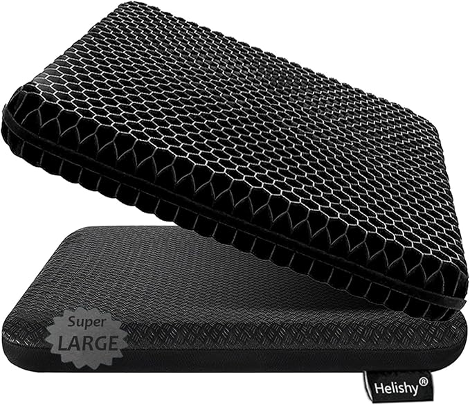 Gel Seat Cushion, Super Large (19x18x1.6inch) Gel Cushion Chair Pads with Non-Slip Cover for Home Office Car Seat Wheelchair, Soft Breathable Honeycomb Seat Cushion for Relieve Hip Pain