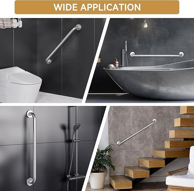 AmazerBath Grab Bar for Bathtubs and Showers - Anti Slip, 36" L x 1.25" D, Stainless Steel, Senior and Handicap Accessible, Holds 500LBS