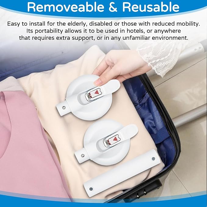 Suction Grab Bar for Shower Bathtub: Upgraded Heavy Duty Non-Slip Grip Handle with Strong Suction Cup for Bathroom Wall, Max Load 269LBS Safety Bar for Elderly Senior Disabled Handicap 17 Inch White