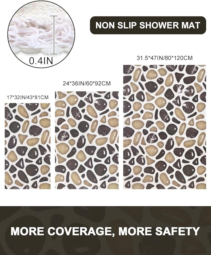 Shower Mat Non Slip: Anti Slip Shower Mats for Inside Shower, Soft PVC Loofah Shower Floor Mat, Extra Large Bath Mat for Shower, Tub, Bathroom, Floor, Kitchen, Home, Pool, Hotel, Quick Drying