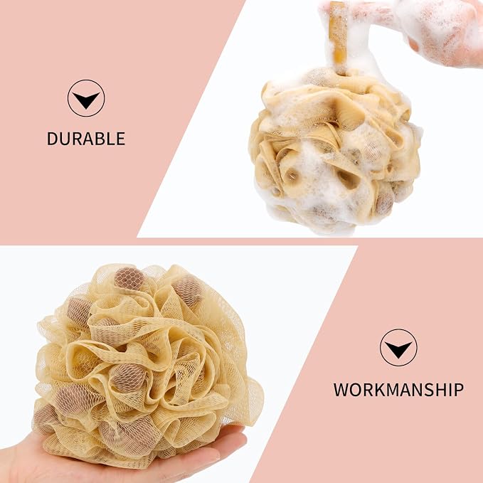 BCKENEY Bath Loofah Shower Sponge Body Back Scrubber Soft Mesh Shower Puffs Exfoliating Loofa for Women & Men Bath Accessories Cleaning Tool (4Pcs 60G Shower Puffs, Luxury)