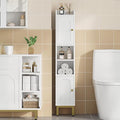 Hzuaneri Slim Bathroom Storage Cabinet, Narrow Bathroom Organizers and Storage with 4 Adjustable Feet, Laundry Room Organization for Small Space, Kitchen, Living Room, 2 Doors White BC22413G