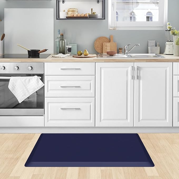 KitchenClouds Kitchen Mat Cushioned Anti Fatigue Rug 20"x39" Water Resistant, Non Slip, Standing and Comfort Desk/Floor Mats for House Sink Office (Blue)