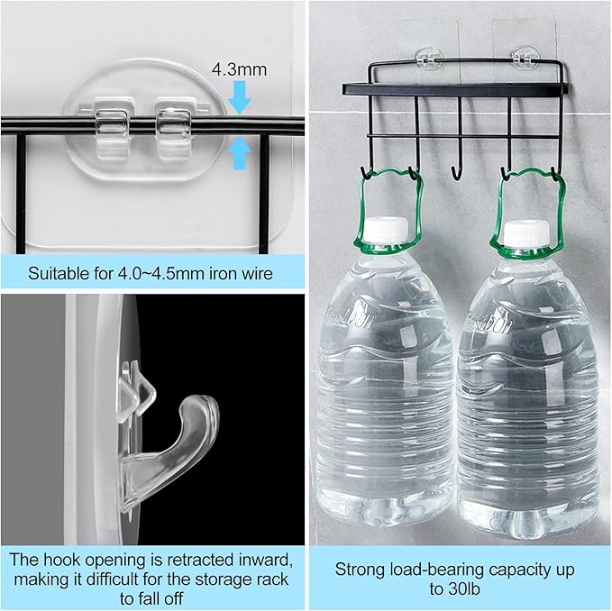 vivinin 15 Pack Shower Caddy Adhesive Replacement, Shower Shelf Adhesive No Drilling, Adhesive Hooks for Showe Caddy, Soap Holder, and Kitchen Racks
