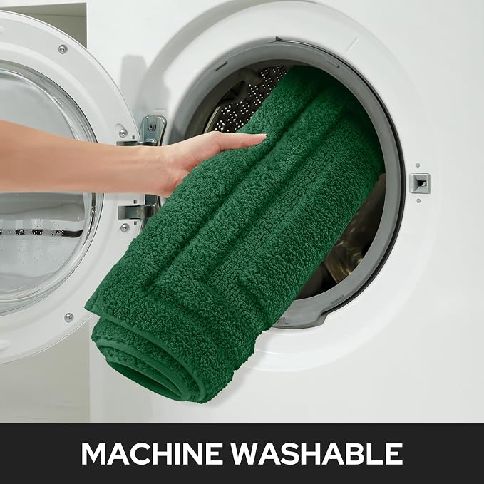 HOMEIDEAS Bathroom Rugs Sets 2 Piece, Super Soft and Absorbent Non Slip Microfiber Machine Washable Bath Mat Set (20" x 32" + 16" x 24", Dark Green)