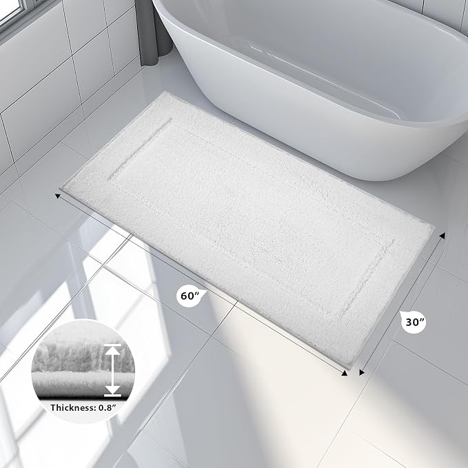 anllugs Bathroom Rugs 30" x 60", Non-Slip Extra Soft Absorbent Bath Rugs, Machine Washable Quick Dry Bath Mats for Bathroom Floor, Shower, Bathtub and Sink, White