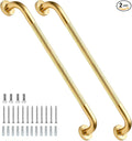 32 Inch Shower Grab Bar 1.25" Dia, 2 Pack Gold Anti Slip Bathroom Grab Bar, 304 Stainless Steel Knurled Handicap Grab Bars, Safety Support Handrail,Bath Shower Handle for Elderly Injury Senior