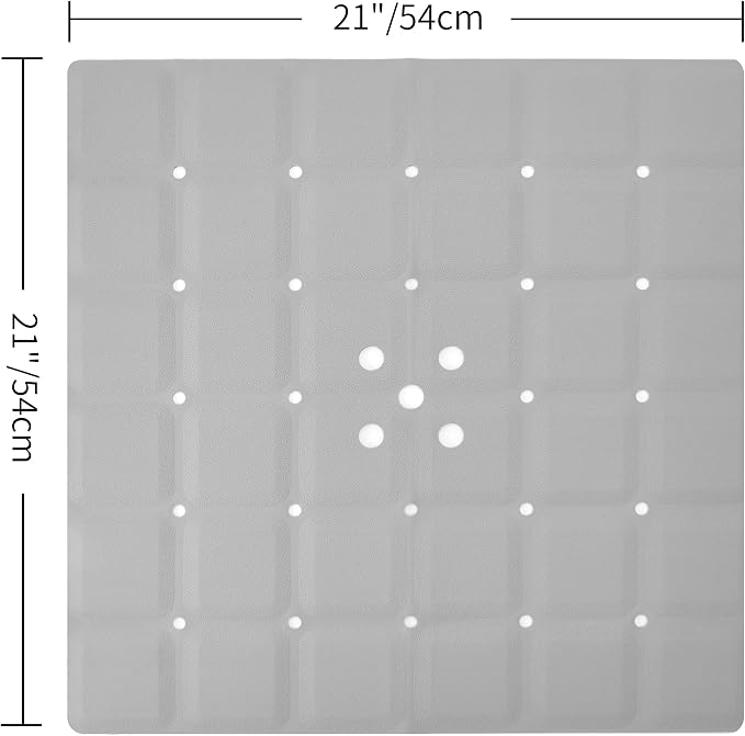 Webos Shower Mat for Textured Surface：Silicone Non Slip Shower Mat Without Suction Cups Foldable - Square Bath Mat for Reglazed Tub Textured Shower Floor (Grey, 21x21 Inches)