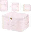 Ultra Space Saving Self Compression Organizer, Comforter Storage Bag for Clothes, Blankets, Pillows, Duvet, Comforters, Bedding Sets and Much More (Pink,X-L - 54 * 42 * 60cm)