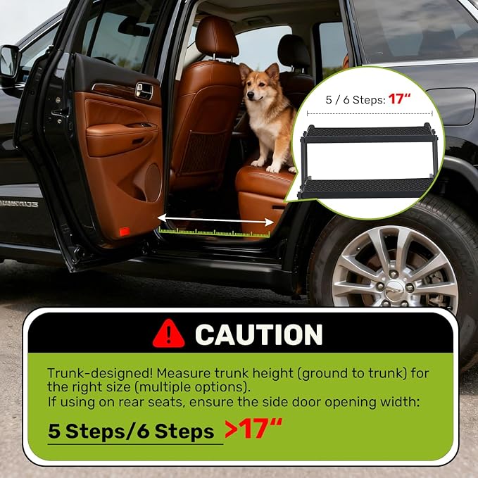 Foldable Dog Car Steps - Upgraded Non-Slip Pet Stairs for Large Dogs, Portable Metal Frame Dog Ramps for High SUV, Truck and Cars, Lightweight Pet Ladder with High Load-Bearing Capacity (6 Steps)