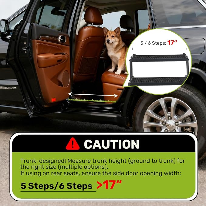 Foldable Dog Car Steps - Upgraded Non-Slip Pet Stairs for Large Dogs, Portable Metal Frame Dog Ramps for High SUV, Truck and Cars, Lightweight Pet Ladder with High Load-Bearing Capacity (5 Steps)