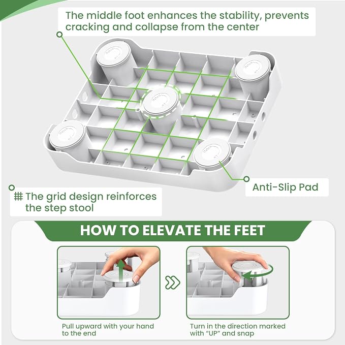 SOYO Mobility One Step Stool, Heavy Duty Indoor Outdoor Non-Slip Small Step Platform Assistive Device for Adult Elderly, Standing Support and Step Riser for Car, Bed, Door, Stair, Bathroom, White-Gray