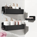 Nieifi Adhesive Wall Shelf, Shower Shelves, Shower Organizer for Bathroom Organization (Black, 3 pieces)