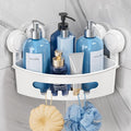 TAILI Corner Shower Caddy with Suction Cups, Wall Mounted Organizer Plastic Rack for Small Bathrooms, Kitchen, Removable Drill-Free Heavy Duty Shelf Basket, White
