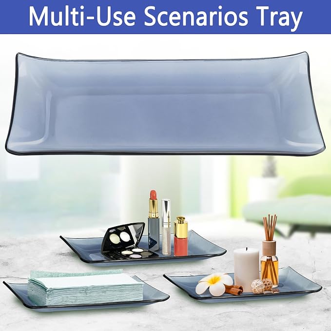 Haturi Bathroom Accessories Set, 4 Pcs Blue Glass Bathroom Accessories Sets Complete w/Lotion Soap Dispenser, Toothbrush Holder, Apothecary Jar, Vanity Tray, Bathroom Decor, Gift for Home Apartment
